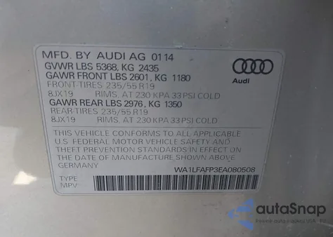 2014 Audi Q5 2.0T Premium из США, поврежденный, VIN WA1LFAFP3EA080508